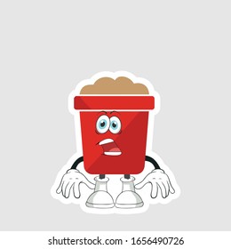 red pot cartoon sticker design with expression. you can use for stickers, pins or patches