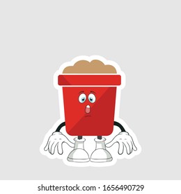 red pot cartoon sticker design with expression. you can use for stickers, pins or patches