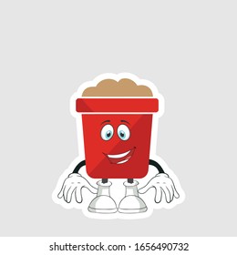 red pot cartoon sticker design with expression. you can use for stickers, pins or patches