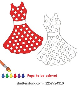 Red pot dress to be colored, the coloring book for preschool kids with easy educational gaming level.