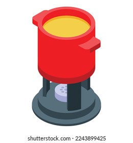 Red pot fondue icon isometric vector. Cooking gourmet. Food cheese