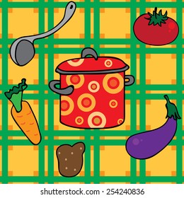 red pot and four vegetables
