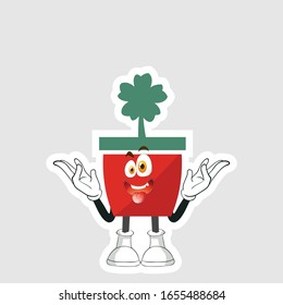 diseño de personajes de dibujos animados de plantas rojas. puede usarse para pegatinas, pasadores o parches