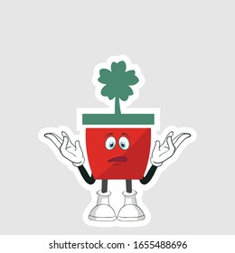 red pot plants cartoon characters design. you can use for stickers, pins or patches