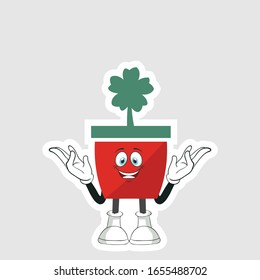 diseño de personajes de dibujos animados de plantas rojas. puede usarse para pegatinas, pasadores o parches