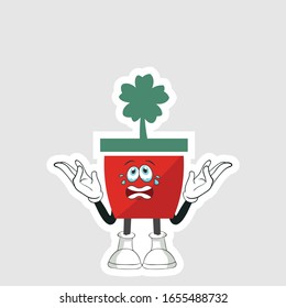 red pot plants cartoon characters design. you can use for stickers, pins or patches