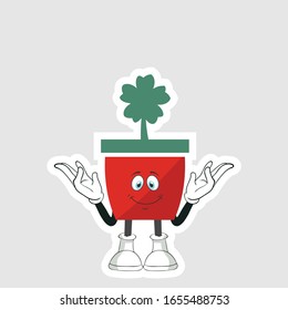 diseño de personajes de dibujos animados de plantas rojas. puede usarse para pegatinas, pasadores o parches