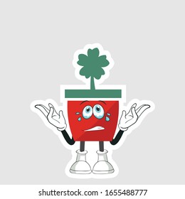 red pot plants cartoon characters design. you can use for stickers, pins or patches