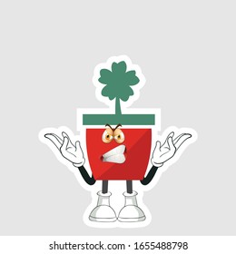 red pot plants cartoon characters design. you can use for stickers, pins or patches