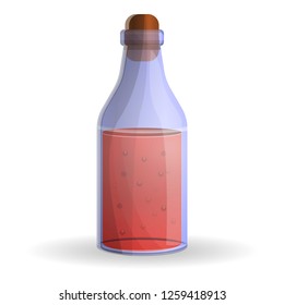 Red potion bottle icon. Cartoon of red potion bottle vector icon for web design isolated on white background
