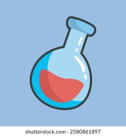 red potion bottle with outline flat vector design