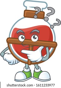 Red potion cartoon mascot style with confuse gesture