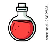 red potion juice health flat color vector illustration template design