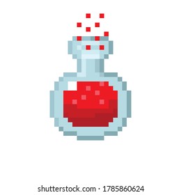 Red potion pixel art. Vector Picture. 