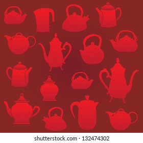 red pots retro background