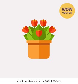 Red potted flower icon
