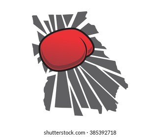 red pow hit fist boxing fighter glove image icon