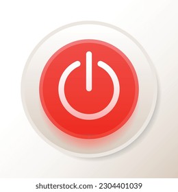 Red Power button front device panel vector illustration for use as interface