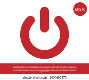 Red Power button icon isolated on white background. Start sign. Flat design. Vector Illustration