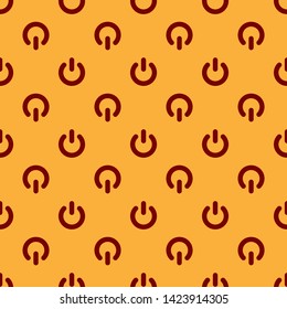 Red Power button icon isolated seamless pattern on brown background. Start sign. Flat design. Vector Illustration