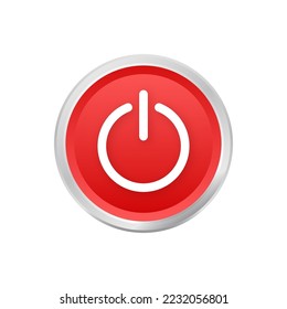 Red Power button. On Off icons. Start power button. Vector stock illustration.