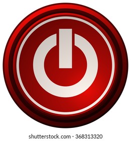 Red Power Button, Vector Illustration.