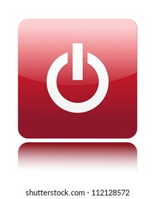 Red power icon button on white (Power Off)