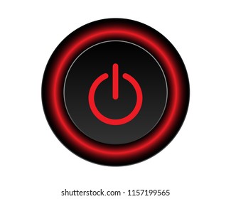Red power icon Vector Illustration isolated on black background. 3D EPS10