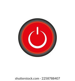red power off button. Clean energy. Computer interface. Vector illustration.