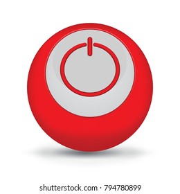 Red power symbol isolated on a white background