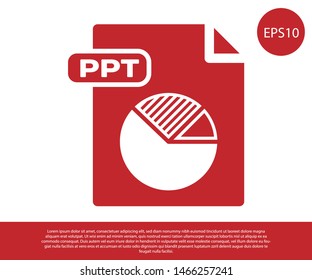 Red PPT file document. Download ppt button icon isolated on white background. PPT file presentation.  Vector Illustration