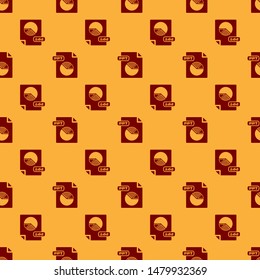 Red PPT file document. Download ppt button icon isolated seamless pattern on brown background. PPT file presentation.  Vector Illustration