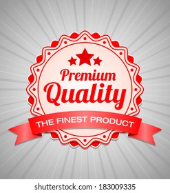 Red Premium Quality label with the finest product ribbon