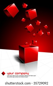 Red Present Box Having Other Boxes Flying Out Of It