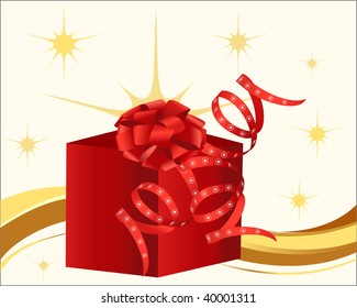 red present with curly ribbon