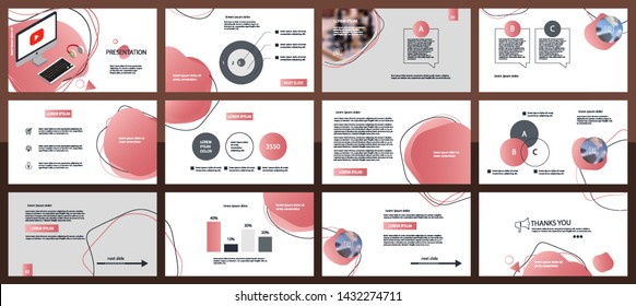 Red presentation template design. Vector infographics. Flyer and leaflet corporate marketing advertising annual report banner. Multipurpose template for presentation slide.