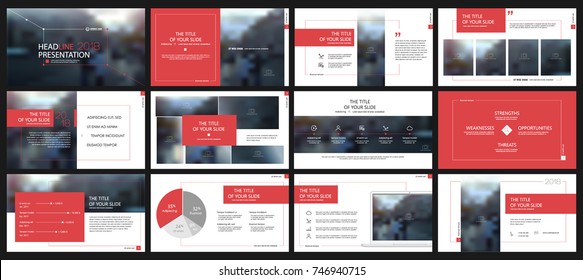 Red presentation templates elements on a white background. Vector infographics. Use in Presentation, flyer and leaflet, corporate report, marketing, advertising, annual report, banner.