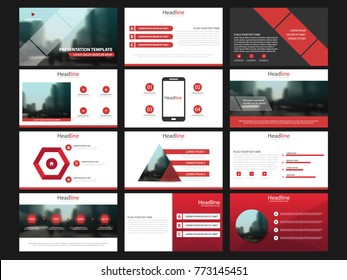 Red Presentation templates elements on a white background. Vector infographics. Use in Presentation, flyer and leaflet, corporate report, marketing, advertising, annual report, banner.