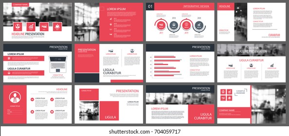 Red presentation templates and infographics elements background. Use for business annual report, flyer, corporate marketing, leaflet, advertising, brochure, modern style.