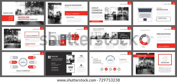 Red Presentation Templates Infographics Elements Background Stock ...