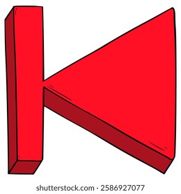 red previous button illustration hand drawn isolated vector