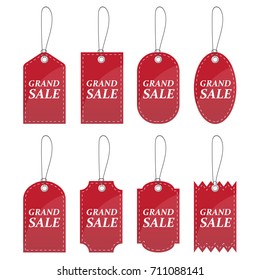 Red Price Sale tag sticker vintage style set