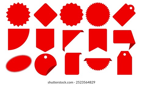 Red price sticker vector design, Sale, Discount sticker icon.  Special offer price tag. Red starburst promotional badge symbol, Advertisement and Banner graphic elements, Stock (Editable)