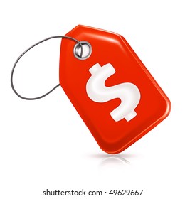 Red Price Tag With A Dollar Sign, Vector