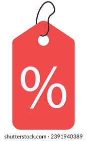 Red price tag flat icon isolated on white background