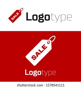 Red Price tag with an inscription Sale icon isolated on white background. Badge for price. Promo tag discount. Logo design template element. Vector Illustration