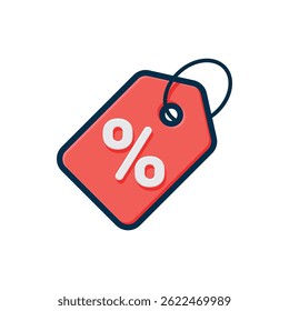 Red price tag as percentage placement for discount purposes. Shopping offer. Vector illustration