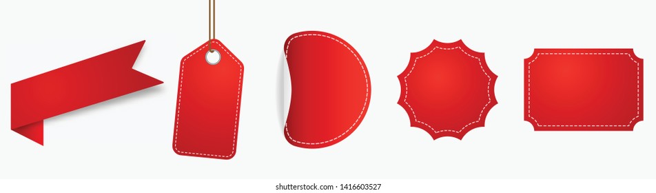 Red price tag . Promotion label .  