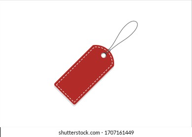 Red Price Tag. Vector illustration. Realistic discount tag, isolated.