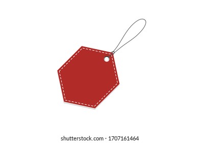 Etiqueta de precio rojo. Ilustración vectorial. Etiqueta de descuento realista, aislado.